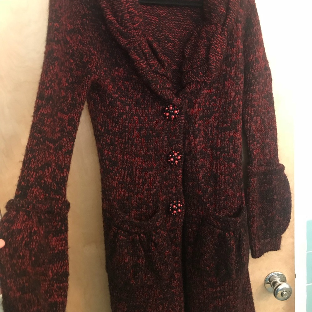 BCBGMaxAzria knee length duster sweater jacket. - Picture 2 of 5